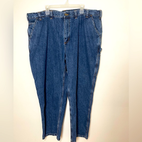 Carhartt Blue Loose Fit Cargo Carpenter Work Construction Jeans Size 46x30 - Picture 2 of 10